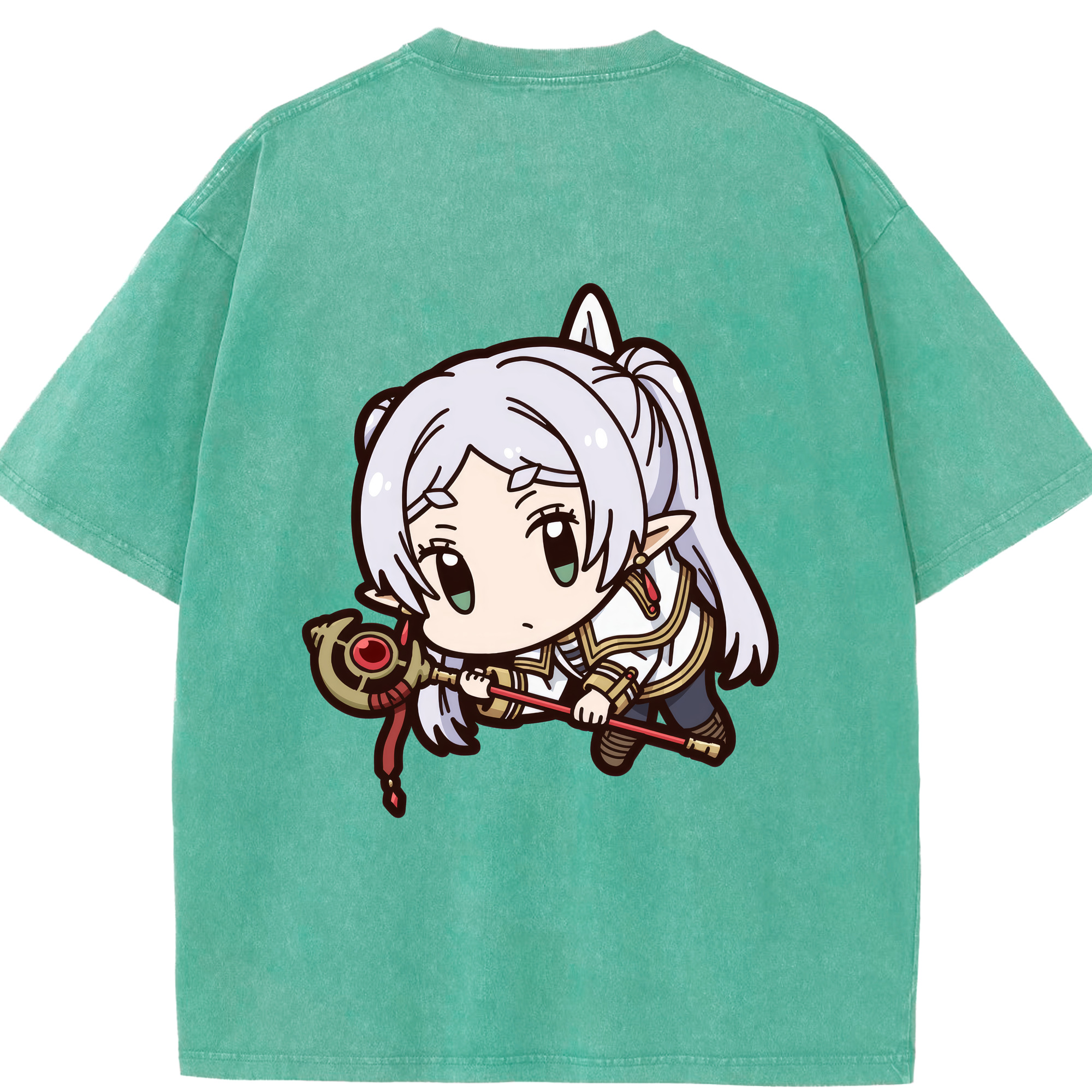 （画像用） 葬送のフリーレン Frieren 綿100% ヴィンテージ風 半袖Tシャツ（背面プリント）
